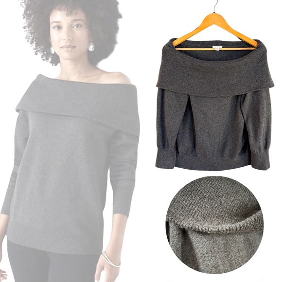 J Jill Charcoal Gray Off-Shoulder Women's Sweater - Picture 3 of 3